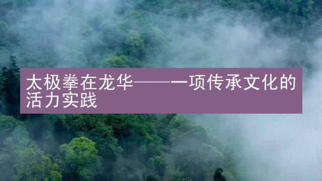 太极拳在龙华——一项传承文化的活力实践